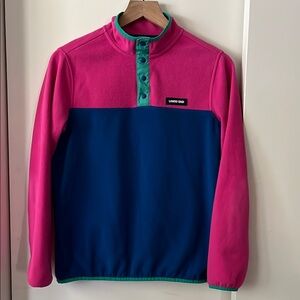 Lands' End Pink and Blue Fleece Snap Neck Pullover Jacket; Kids XL 14-16 - cozy!